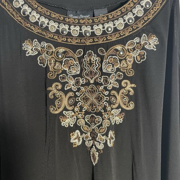 Maggie Barnes Shirt Women 2X 22/24 Black Sleeveless Embroidered Studded Tank Top - Picture 2 of 10